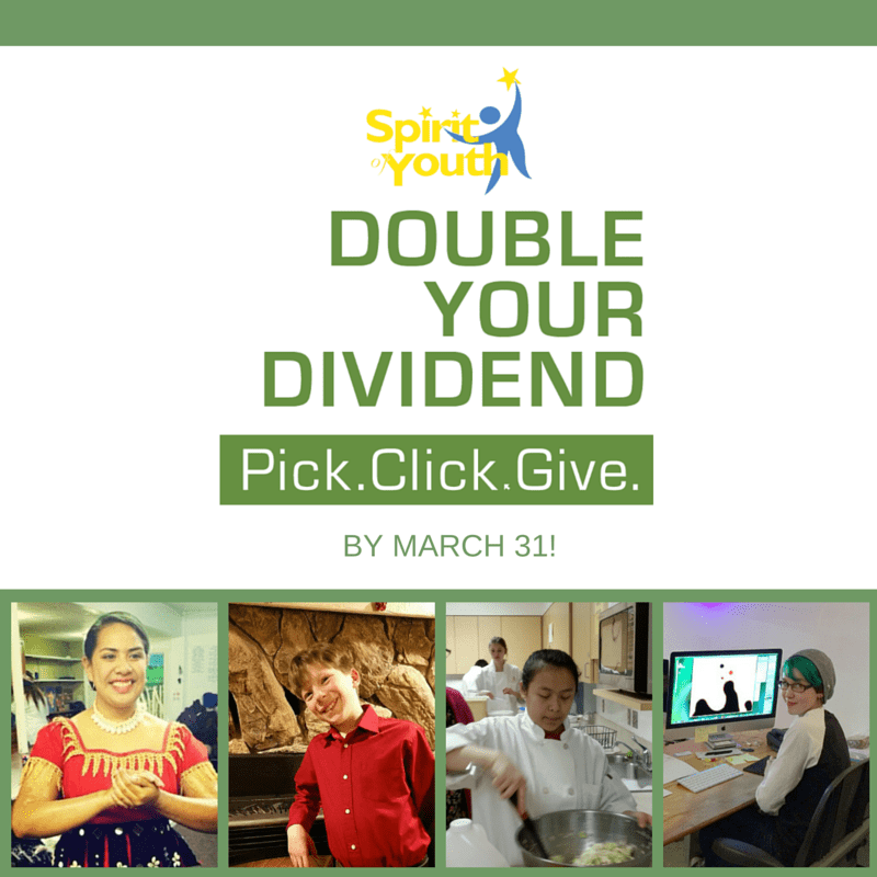 Double your Dividend when you Pick.Click.Give. by March 31!